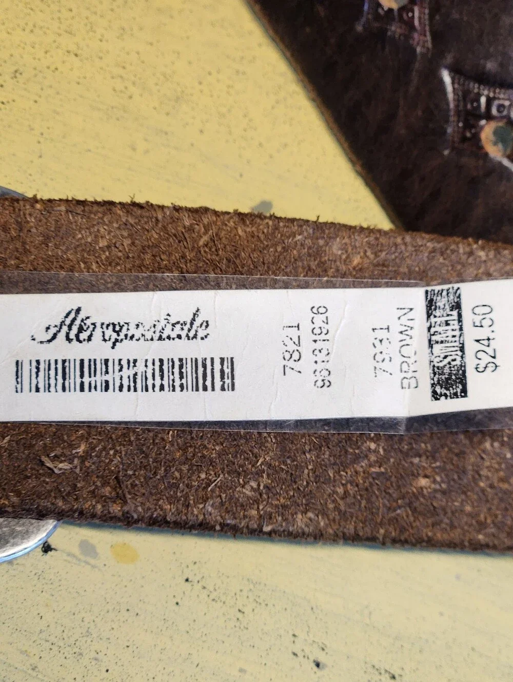 Aeropostale Vintage Tooled Brown Leather Belt, Size Small